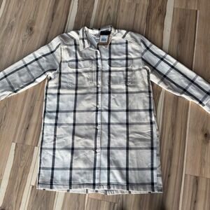 The North Face Women's XXL White Dune Plaid Long Sleeve Button Up Shirt Jacket